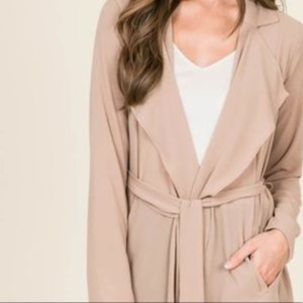 Tan Waterfall Duster Coat